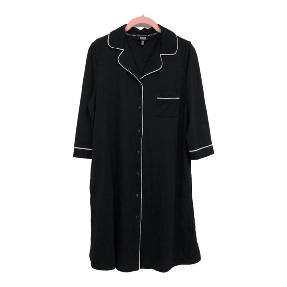 Aimee Kestenberg Black & White Letter Contrast Button Down Nightgown size S - Picture 2 of 16